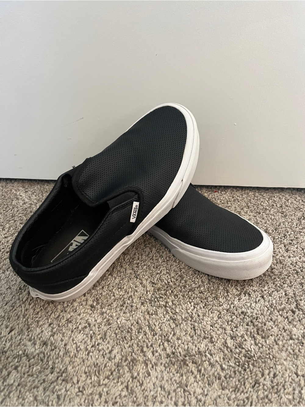 Vans Men's Classic Slip-On Sneakers in Black/White